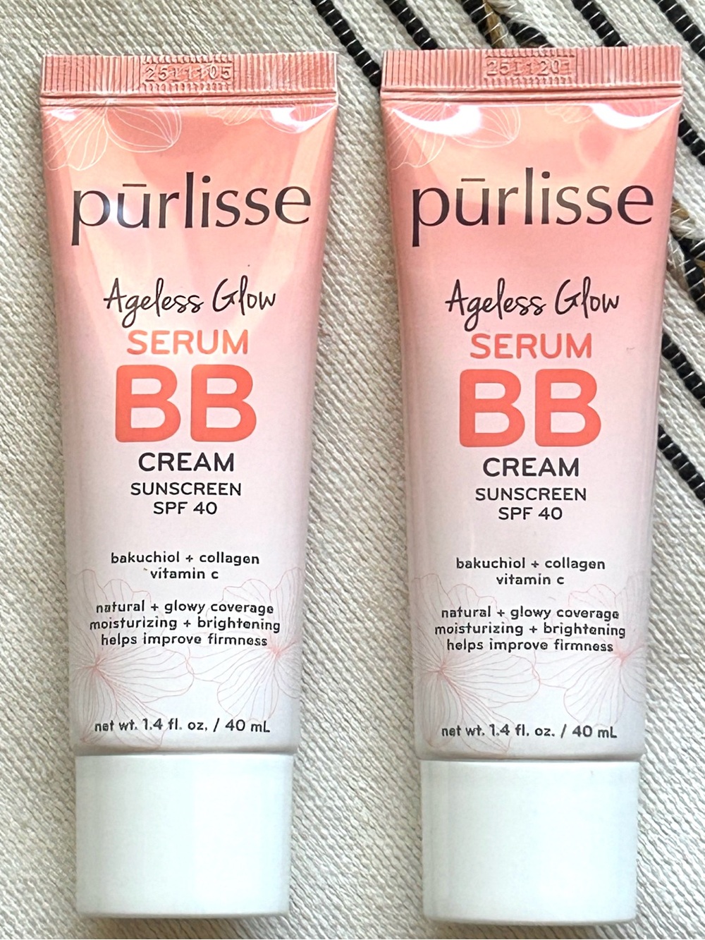 Pürlisse Ageless Glow Serum BB Cream SPF 40 (2-Pack) NEW Sealed EXP 09/2028